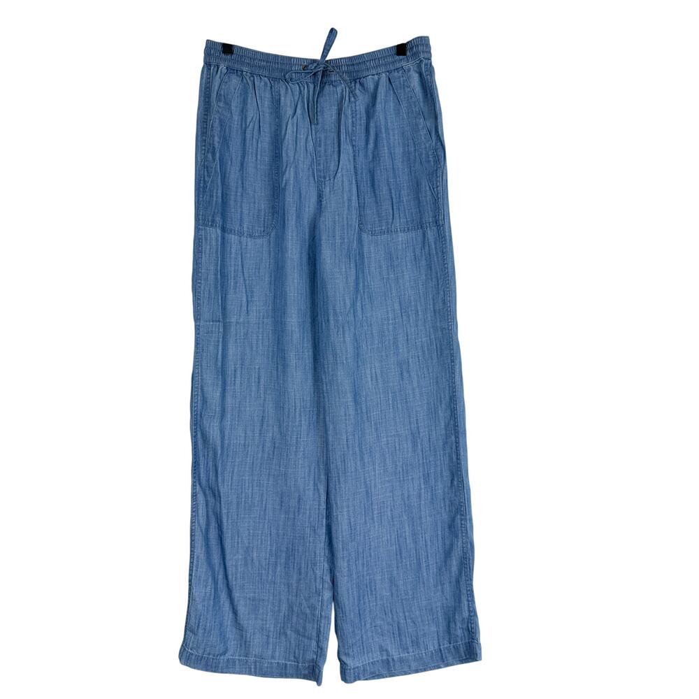 Lands' End Womens Lyocell High Rise Wide Leg Blue Pants Pull-On 30" - 10
